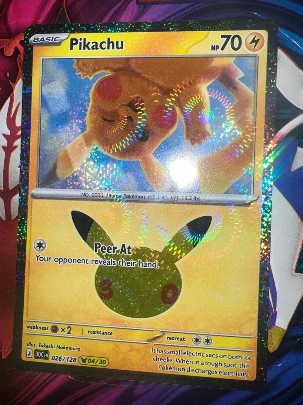 Pokemon Pikachu Holographic Yellow Gold Foil Trading Card